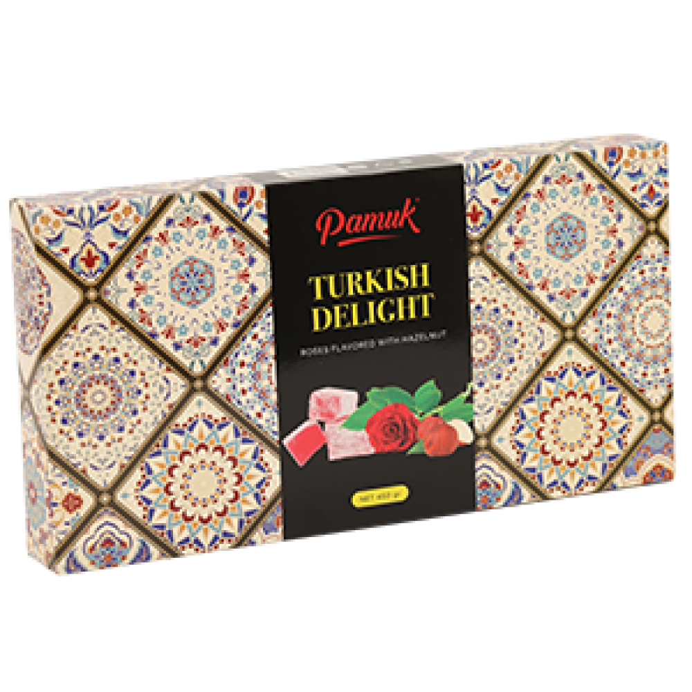 PAMUK 450GR LOKUM QIZILGUL-FINDIQ QUTU