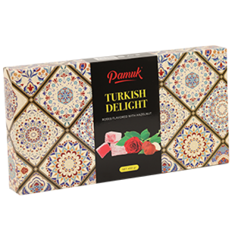 PAMUK 450GR LOKUM QIZILGUL-FINDIQ QUTU