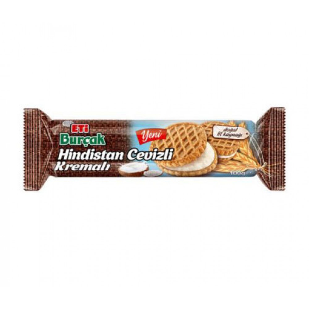 ETI 100GR BURCAK HINDISTAN CEVIZLI KREMALI BISKVIT