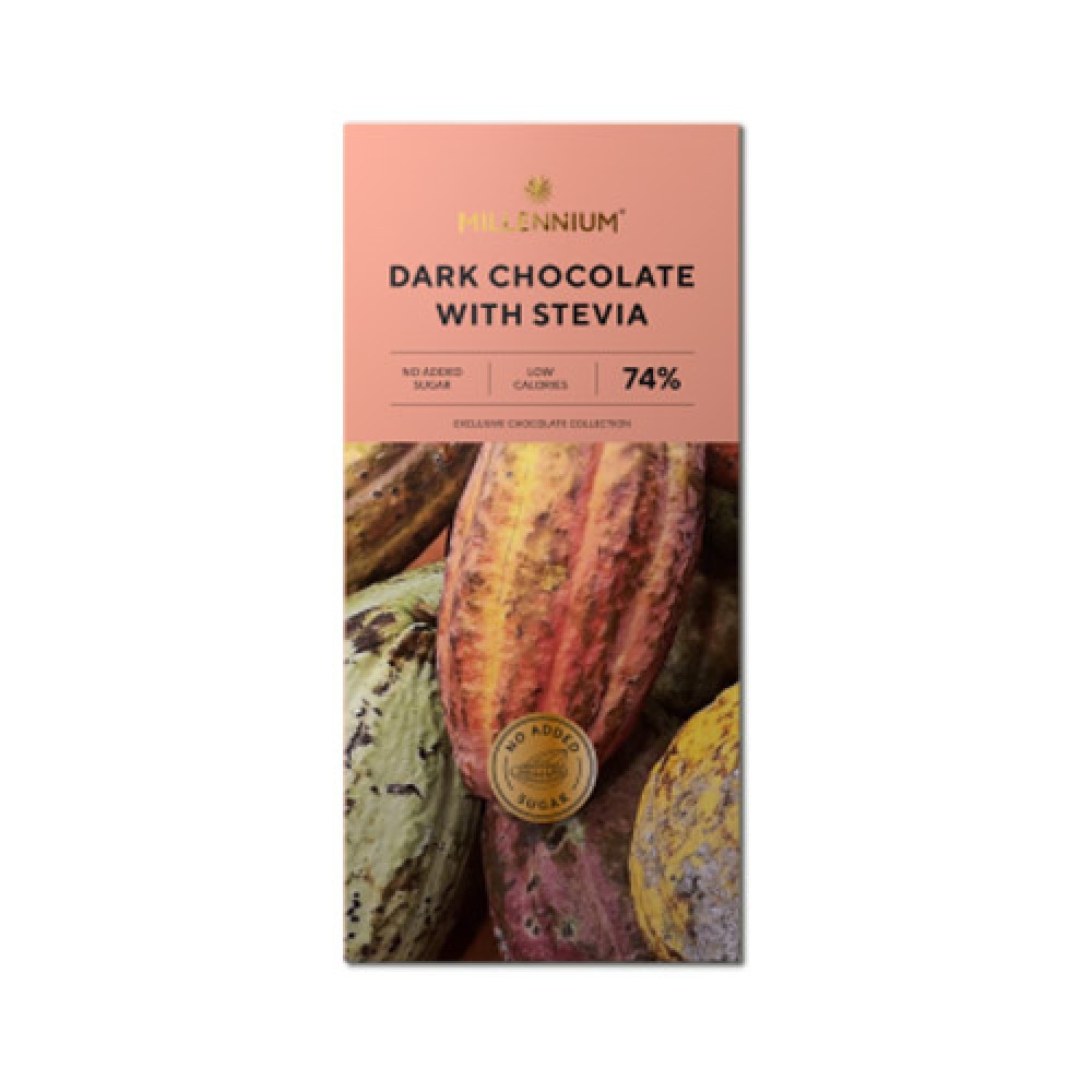 MILLENNIUM 100GR DARK SOK.WITH STEVIA PLITKA 74%