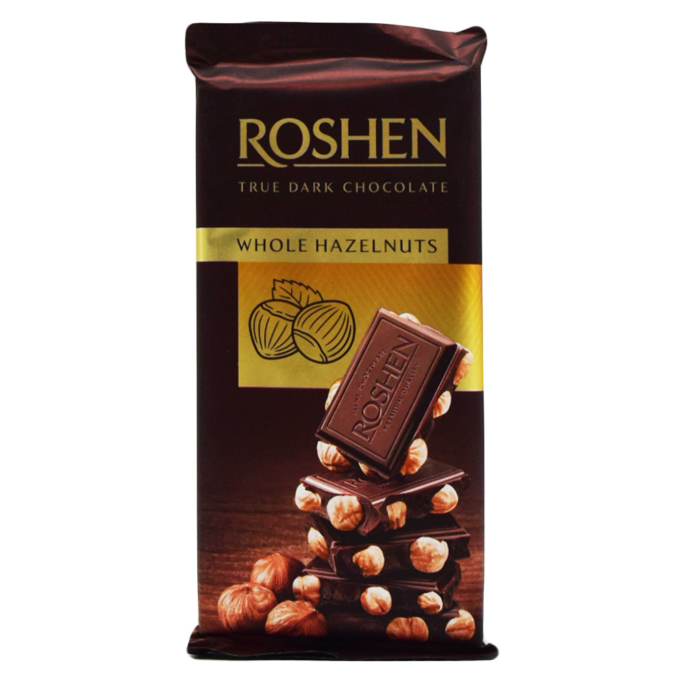 ROSHEN 90GR SOKOLAD CERNIY S LES.OREXAMI PLITKA