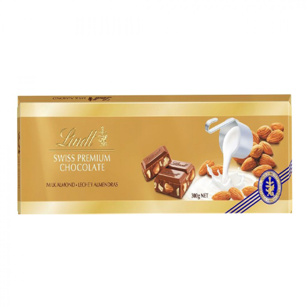 LINDT SWISS 300GR SOKOLAD ALMOND PLITKA